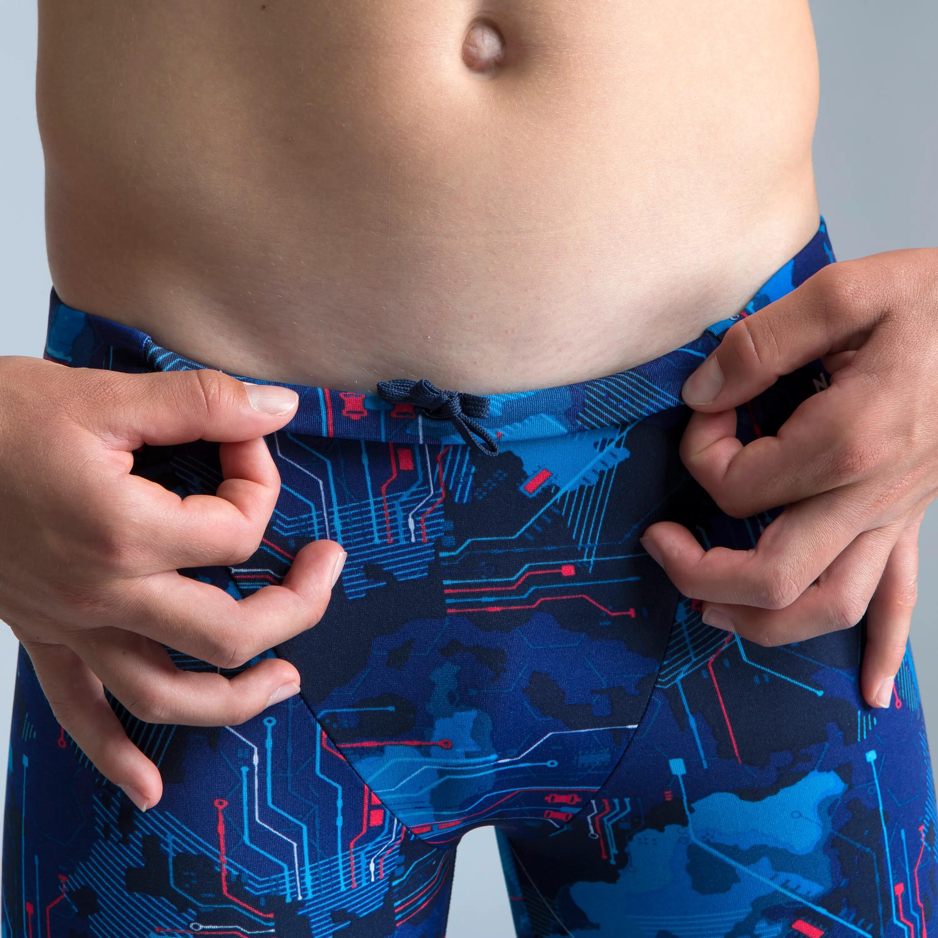 Boys’ Swimming Jammer Fitib Navy Blue/Neon Red 5/5
