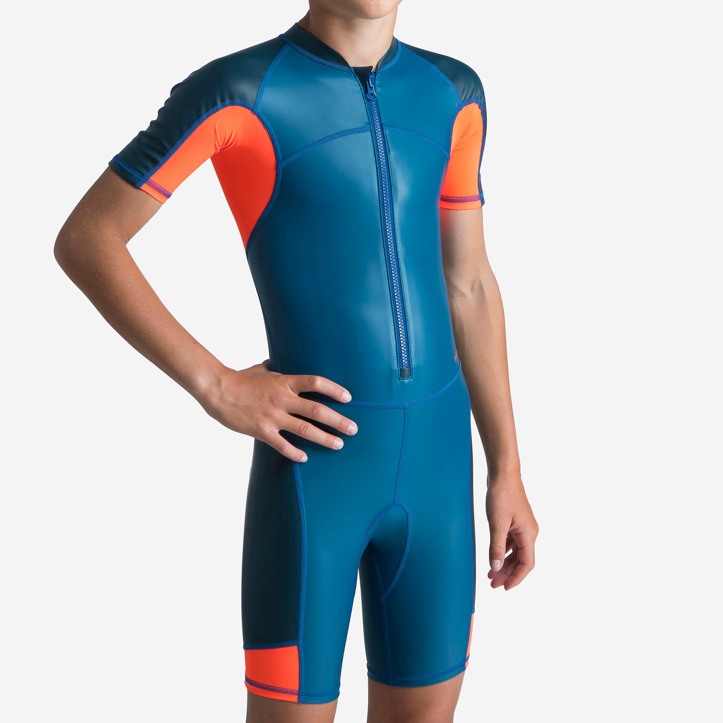 Boys' Swimming Suit - Shorty 100 Kloupi - Blue Red 1/5