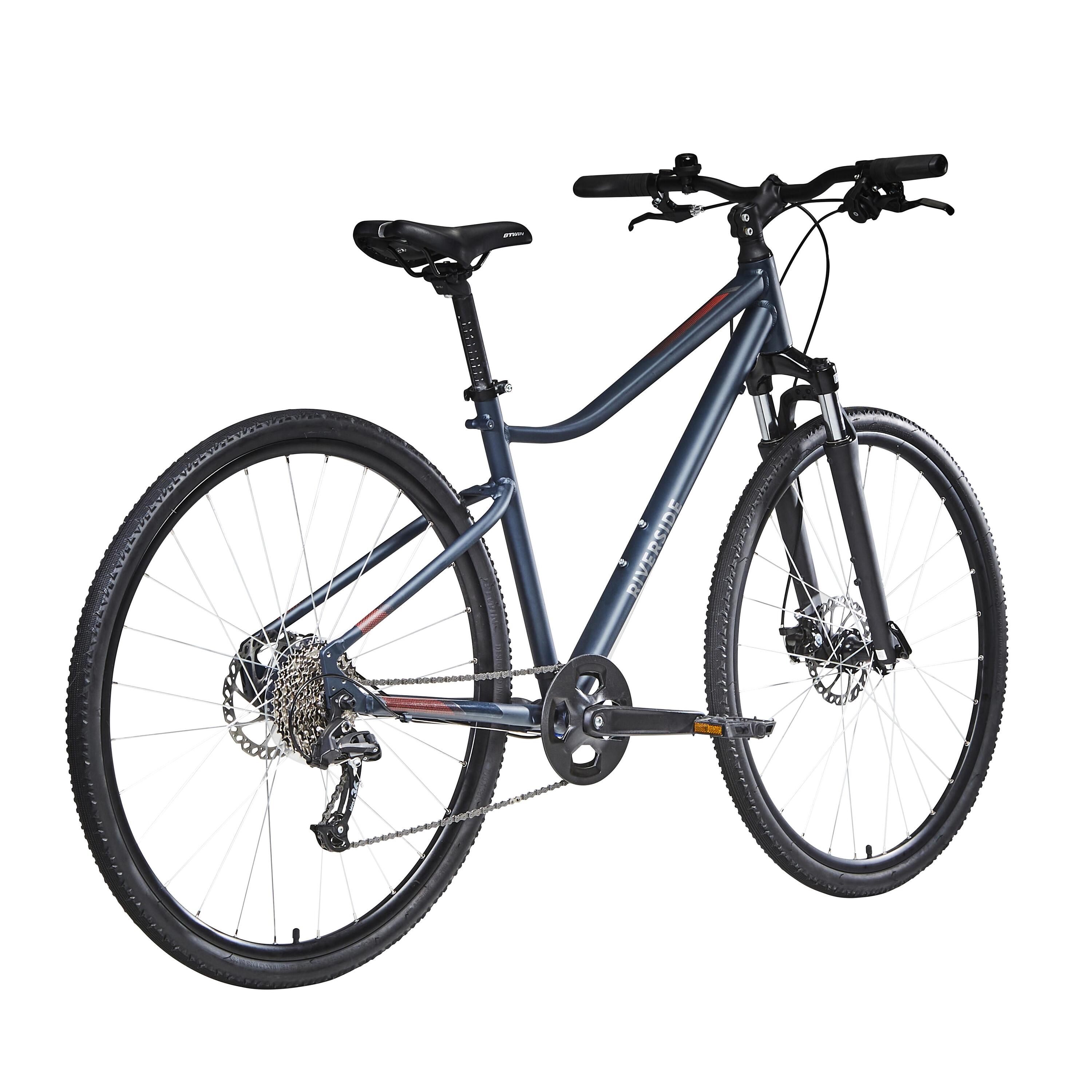 Bicicleta de trekking 28 pulgadas aluminio monoplato 9V Riverside 500 azul noche 10/10