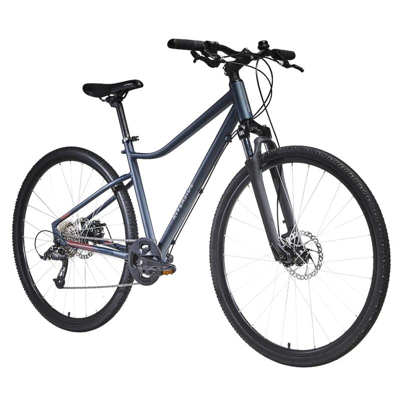 Bicicleta de trekking 28 pulgadas aluminio monoplato 9V Riverside 500 azul noche