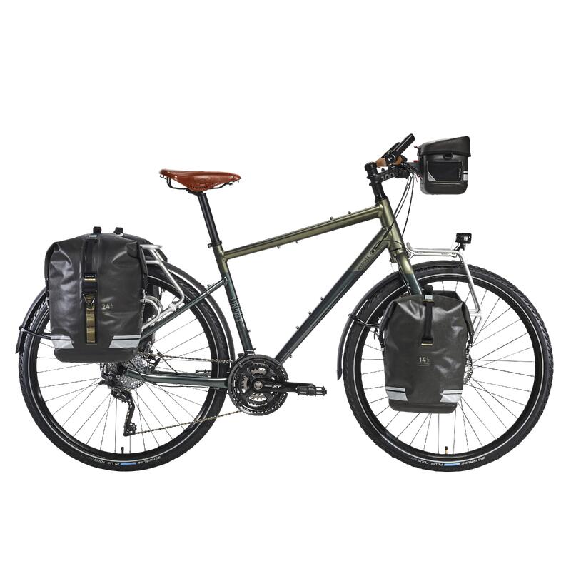 Bicicleta de trekking de viaje Riverside Touring 900 verde oscuro