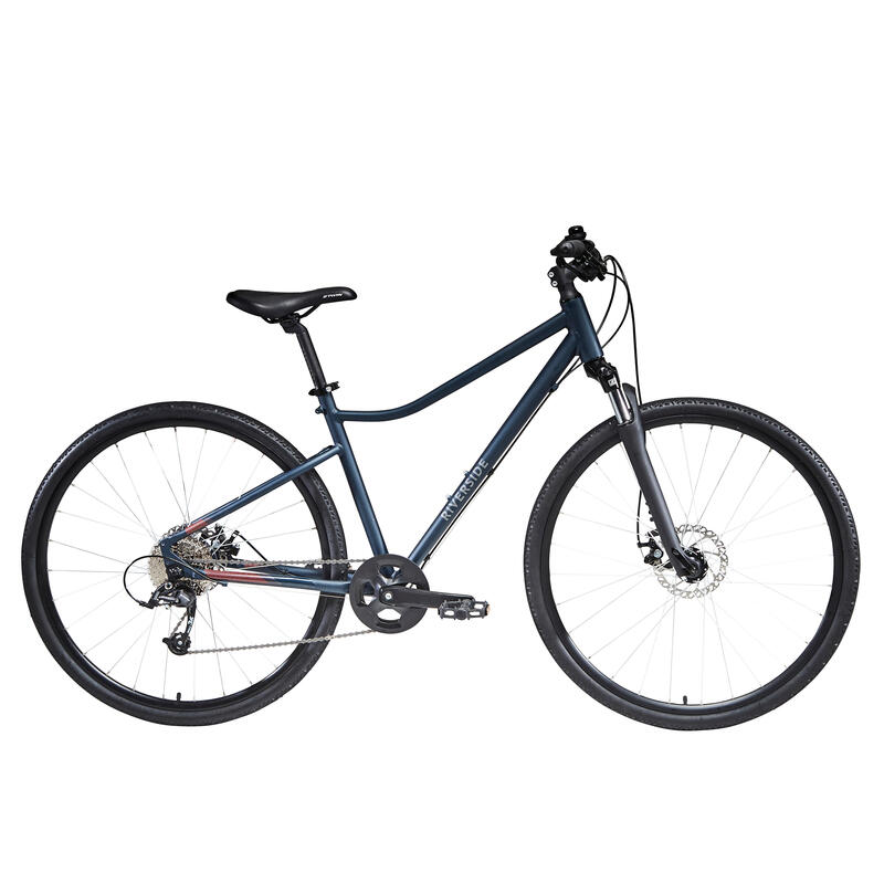 Bicicleta de trekking 28 pulgadas aluminio monoplato 9V Riverside 500 azul noche