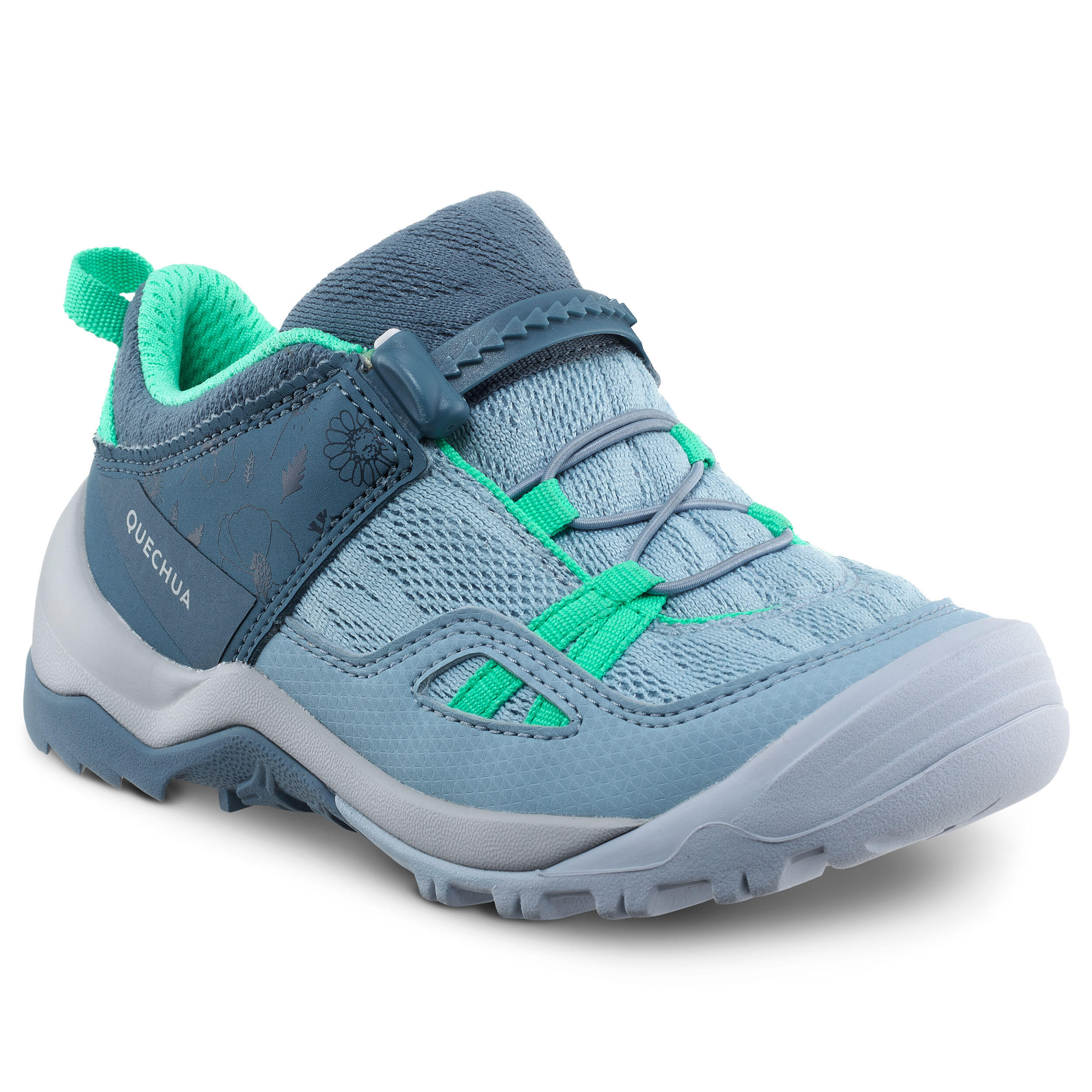 QUECHUA Kids’ Crossrock hiking shoes with quick adjustment, blue, from size 28 to 34