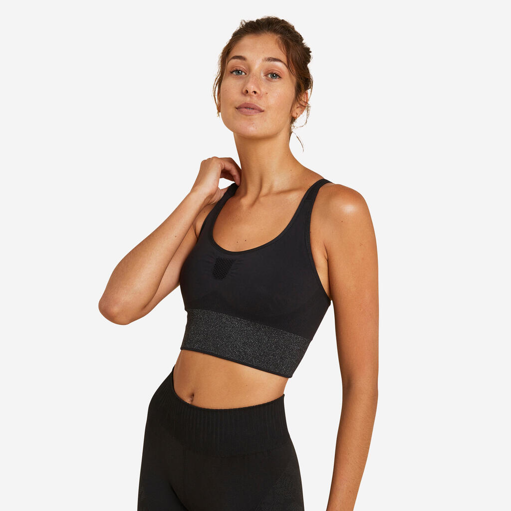BRASSIERE-TOP LARGO YOGA DINÁMICO NEGRO 