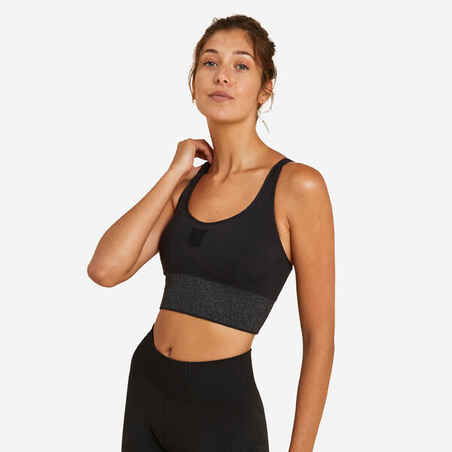 Long Dynamic Yoga Sports Bra - Black