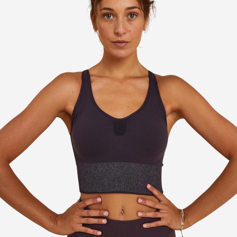 Sujetador top largo de yoga dinámico Mujer Kimjaly violeta