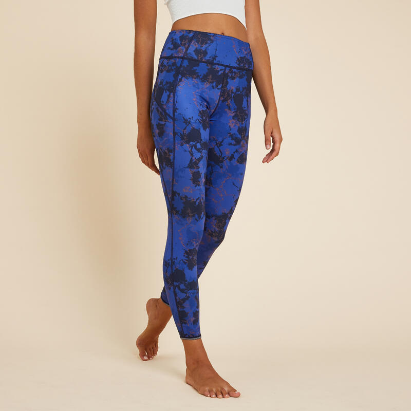 Omkeerbare legging voor dynamische yoga blauw