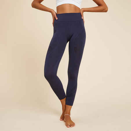 Women's Seamless 7/8-Length Dynamic Yoga Leggings - Dark Mottled Blue