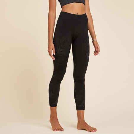 Leggings para yoga dinámico 7/8 de talle alto para Mujer Kimjaly negro