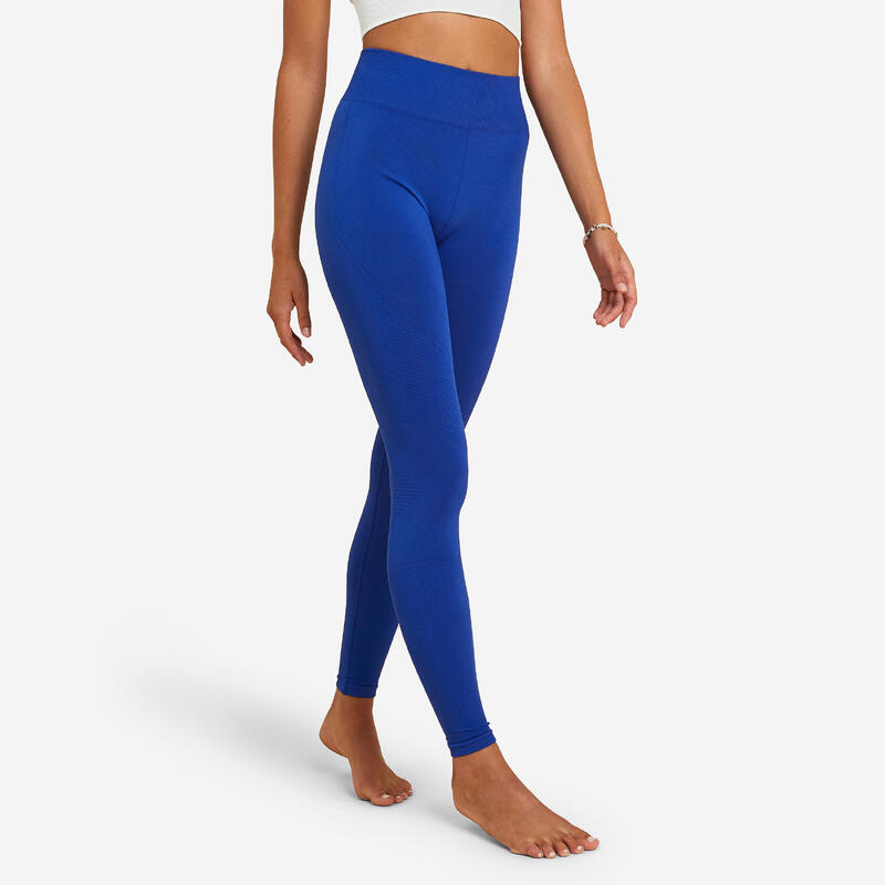Női leggings jógához, varrás nélküli, kék