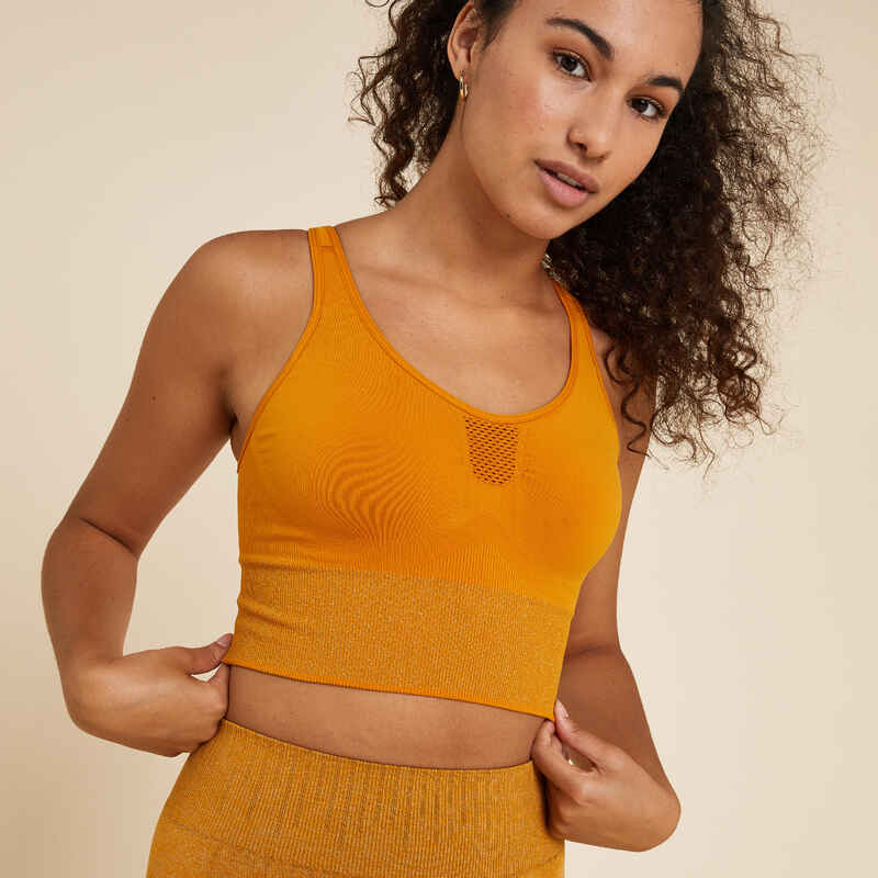 Bustier lang dynamisches Yoga ocker Bustier lang dynamisches Yoga ocker