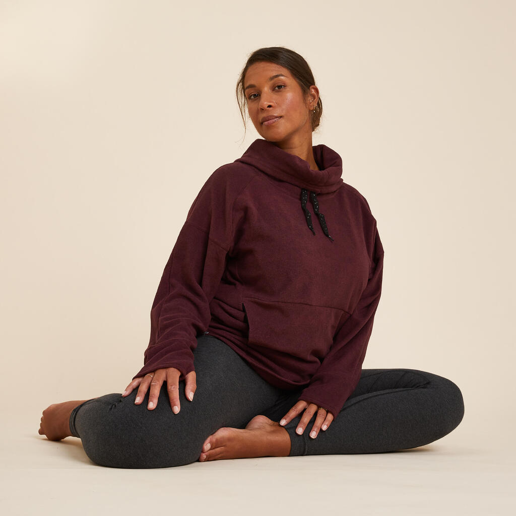 Women's Fleece Relaxation Yoga Sweatshirt - Burgundy