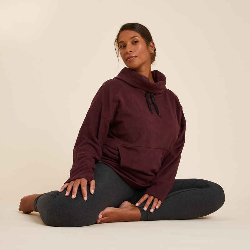 Yogasweatshirt Fleece Entspannung Damen bordeaux