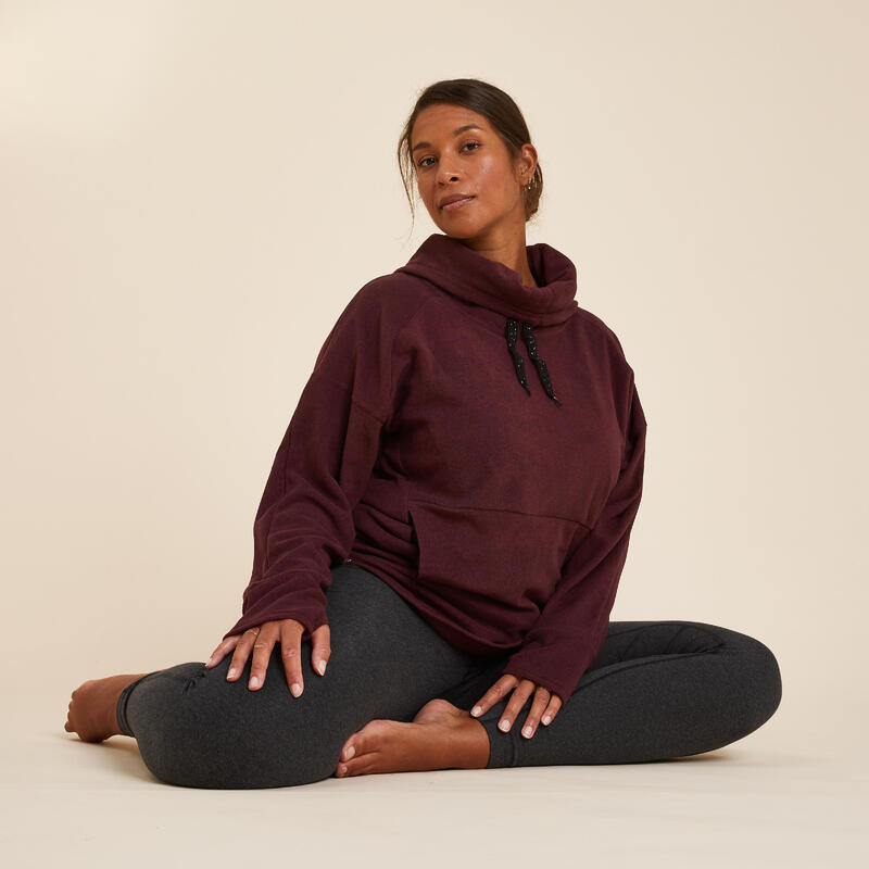 Felpa donna yoga pile pesante bordeaux