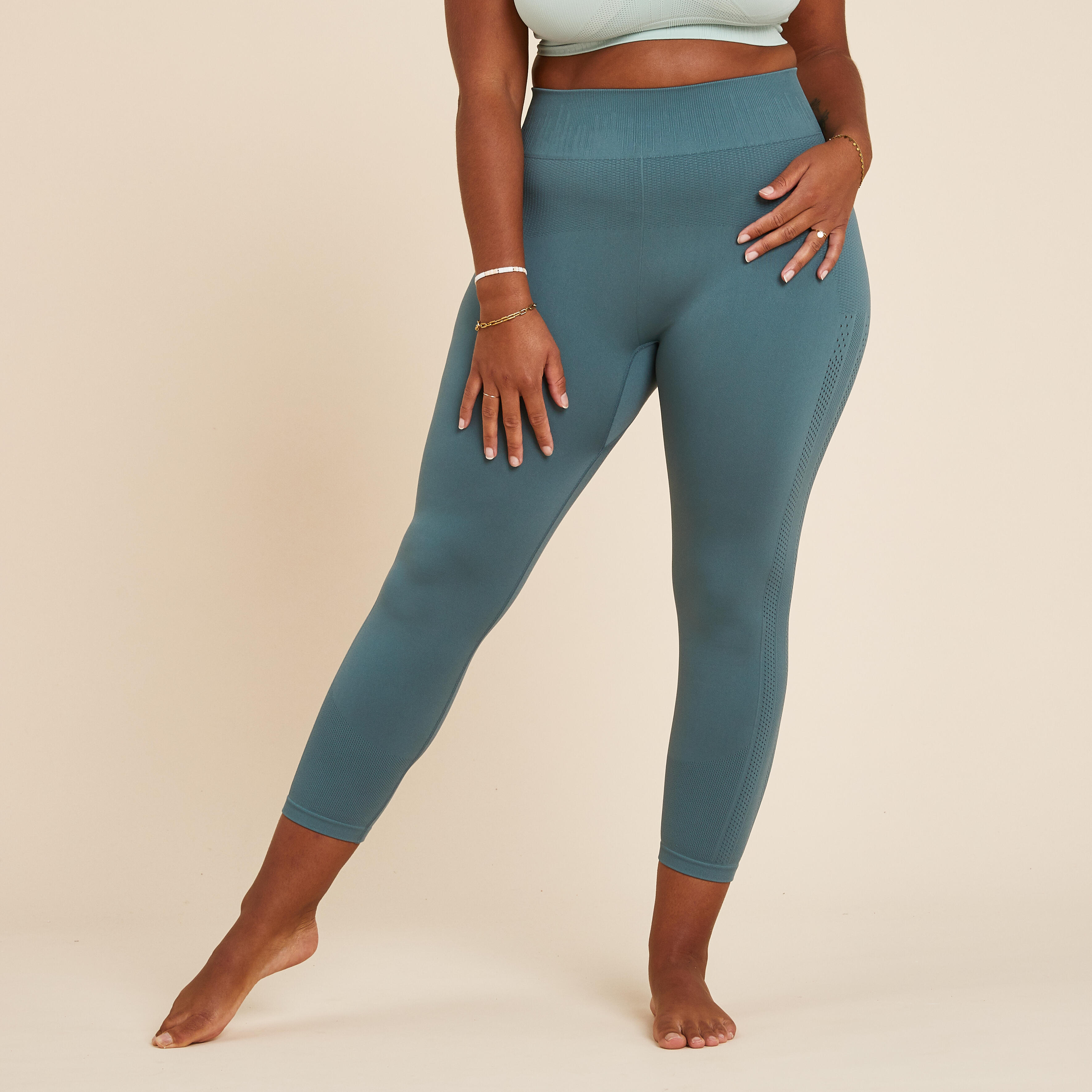 Leggings 7/8 donna yoga verdi KIMJALY | DECATHLON