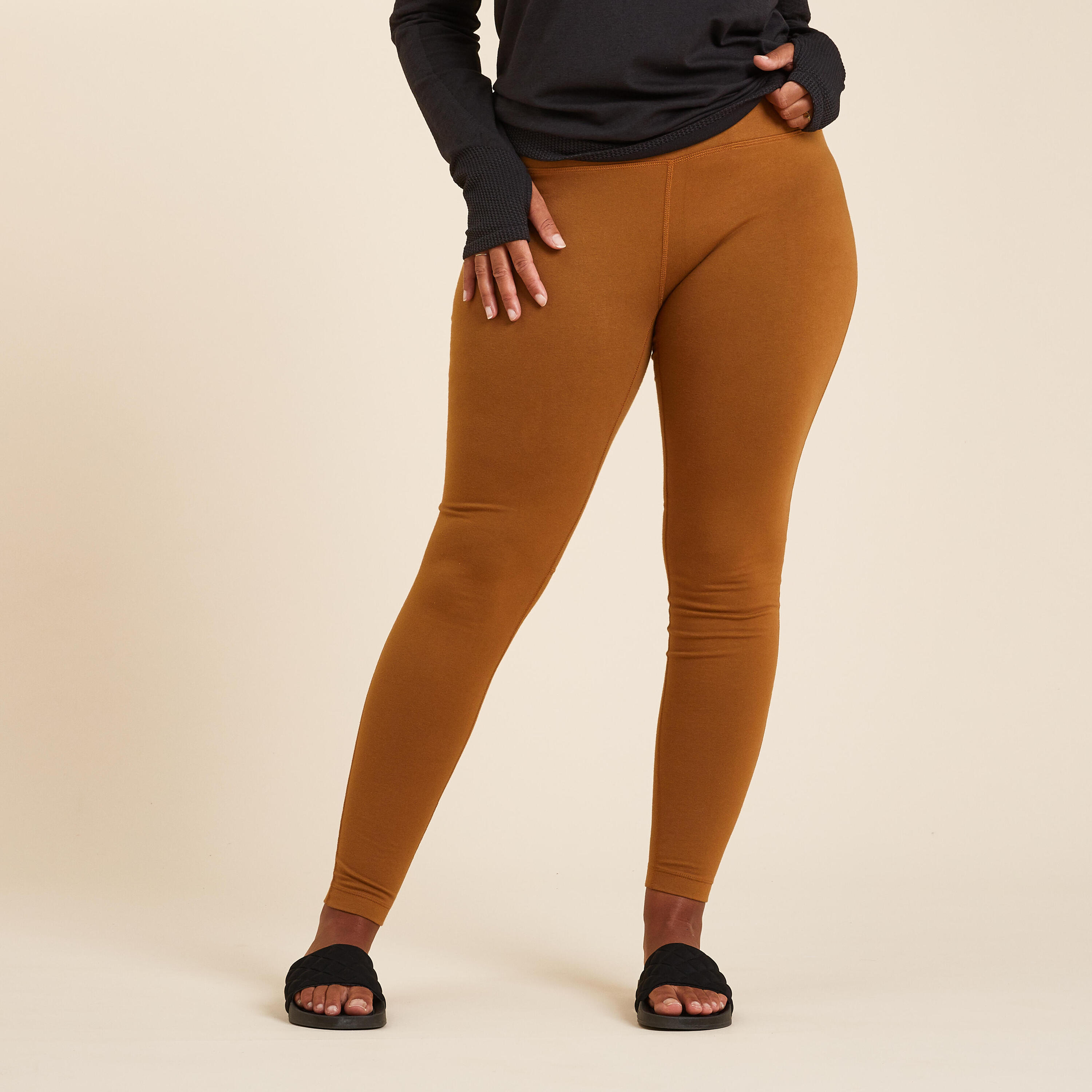 KIMJALY Women's Technical Cotton Yoga Leggings - Camel