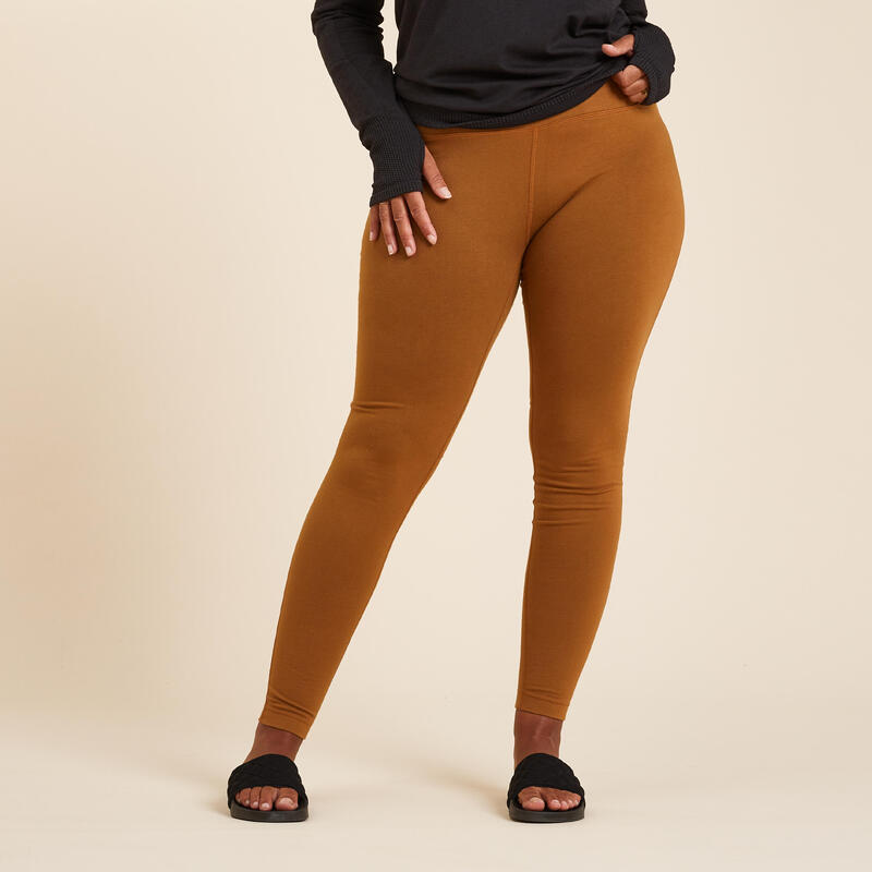 Leggings donna yoga cotone vita alta cammello