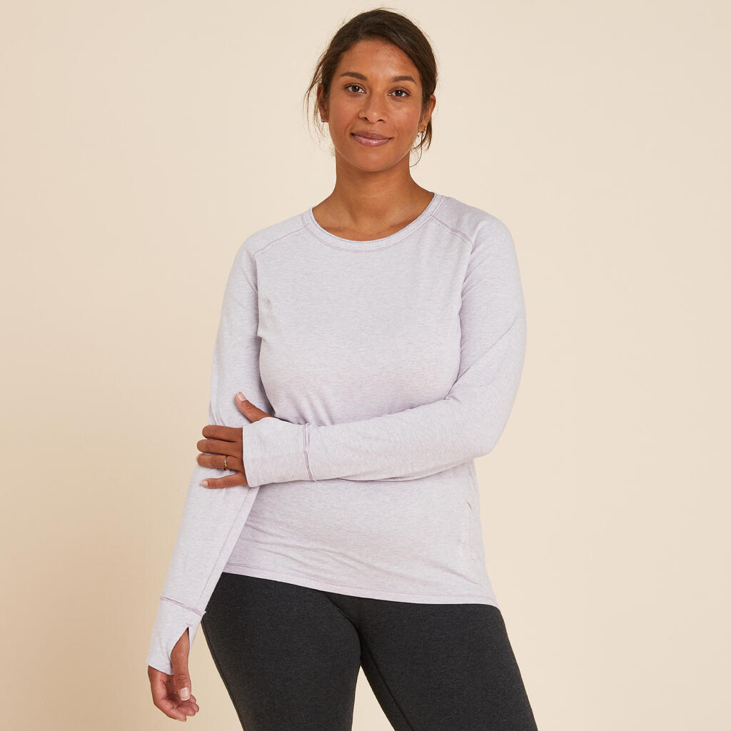 Langarmshirt Damen Yoga Biobaumwolle - violett