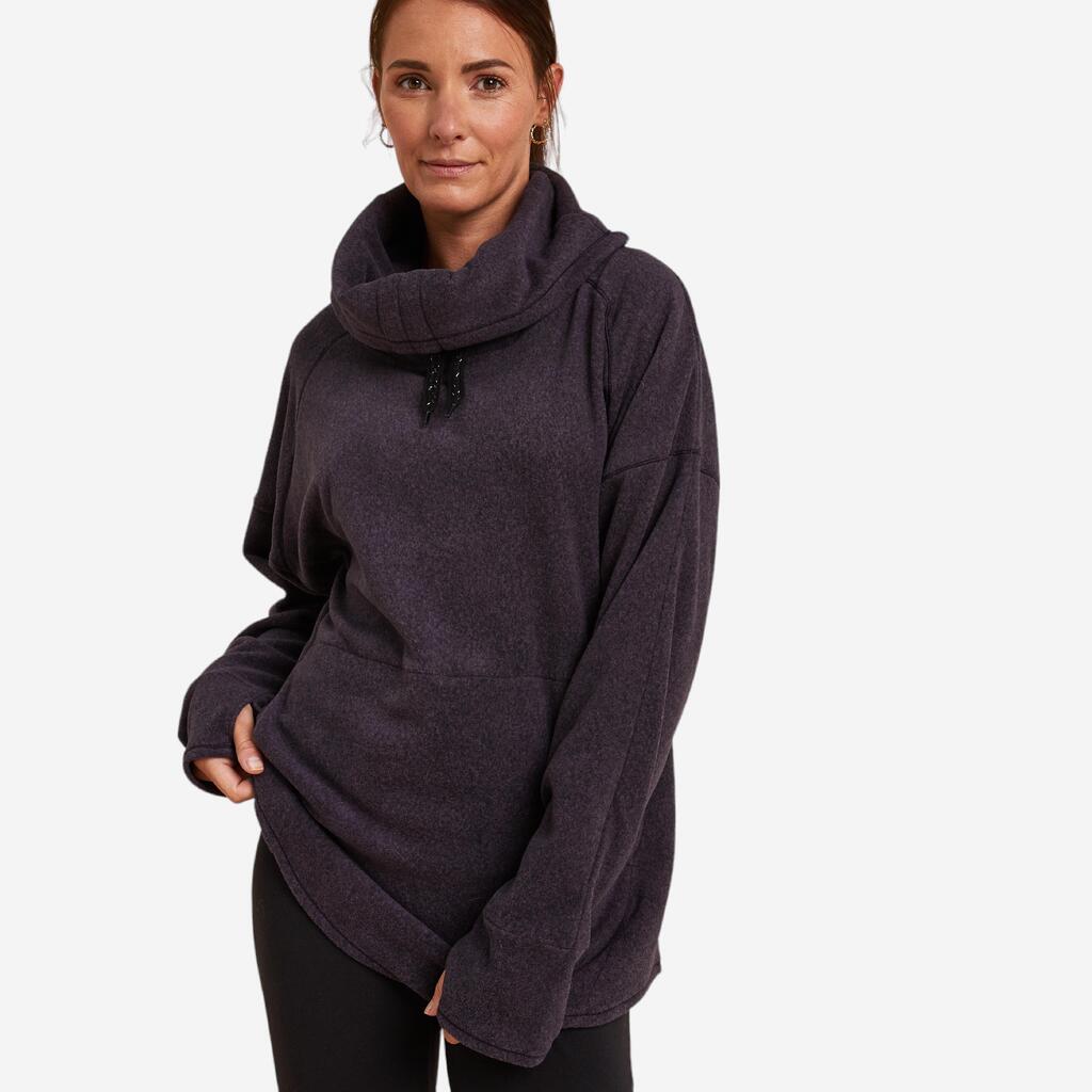 Γυναικείο φούτερ fleece χαλάρωσης yoga - σκούρο μοβ