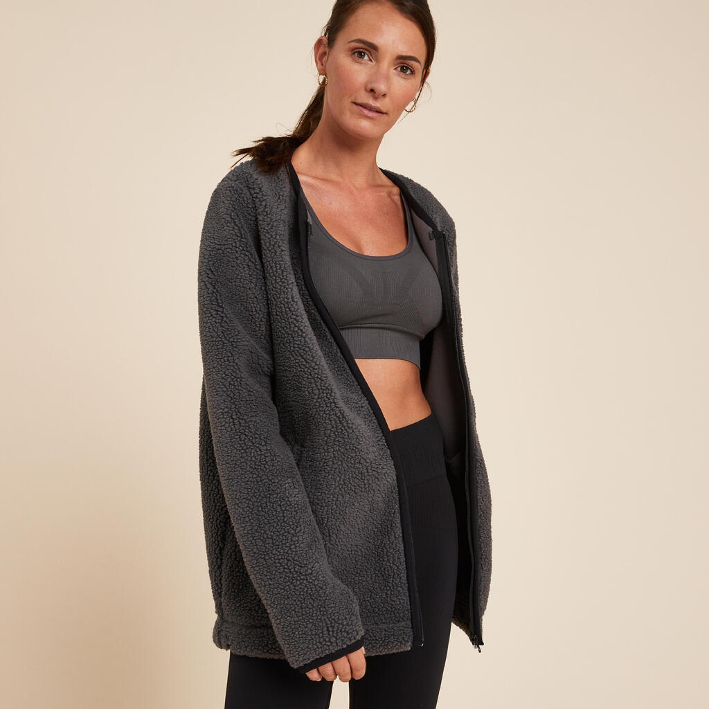 Women's sherpa yoga jacket - dark grey