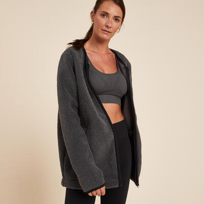 Damesvest voor yoga sherpa donkergrijs