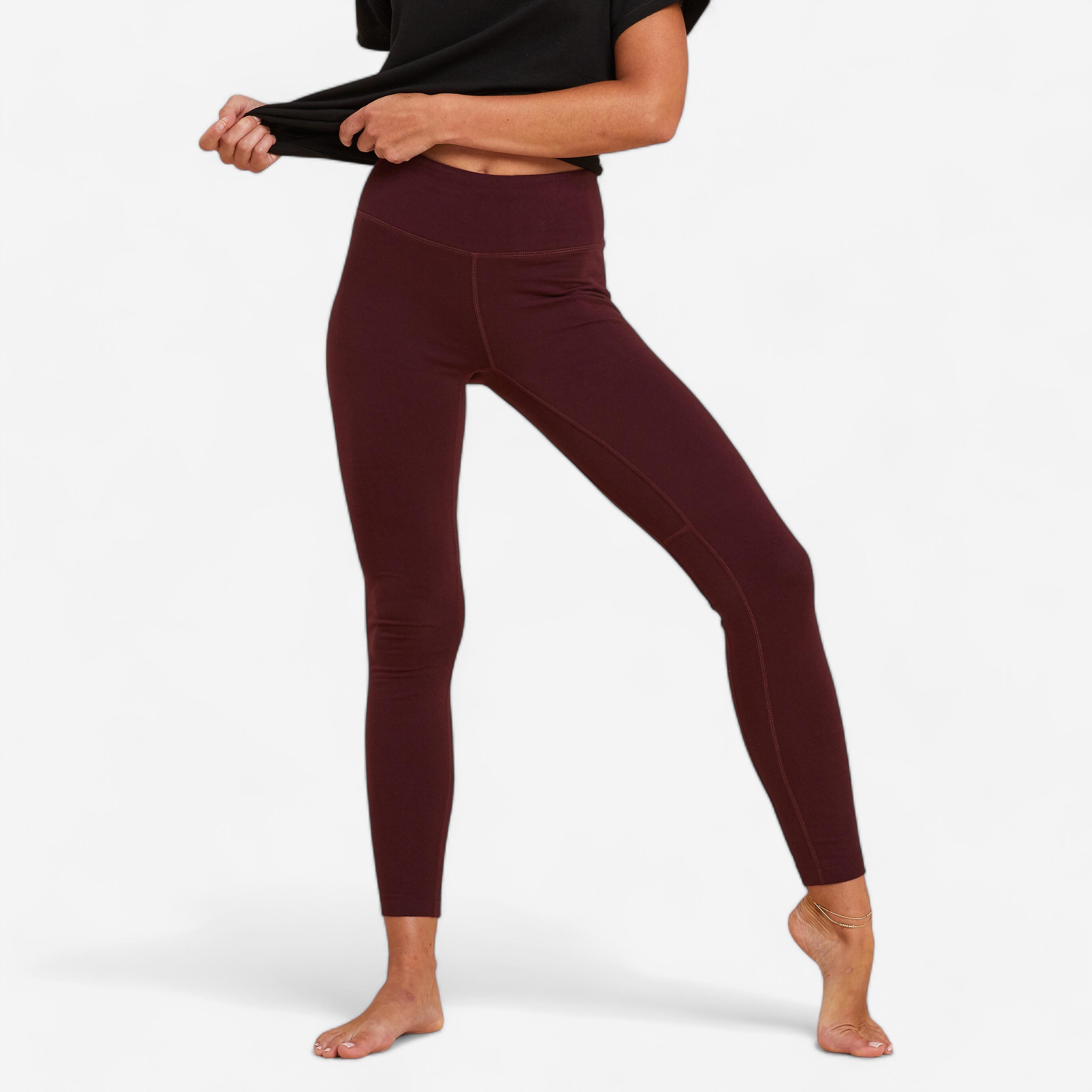 LEGGING TECH COTON YOGA FEMME ECO CONCU BORDEAUX Decathlon