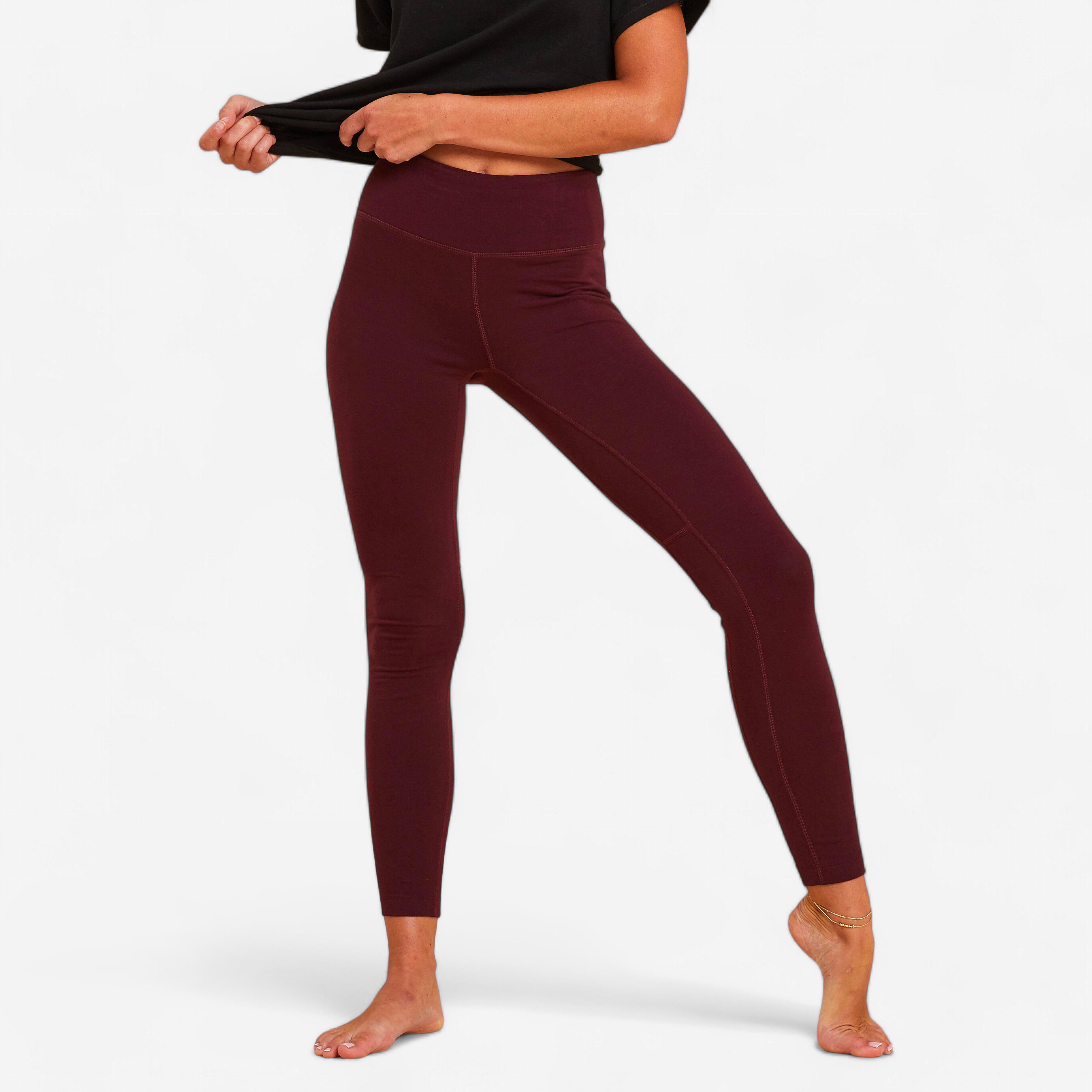 Women s Technical Cotton Yoga Leggings Burgundy