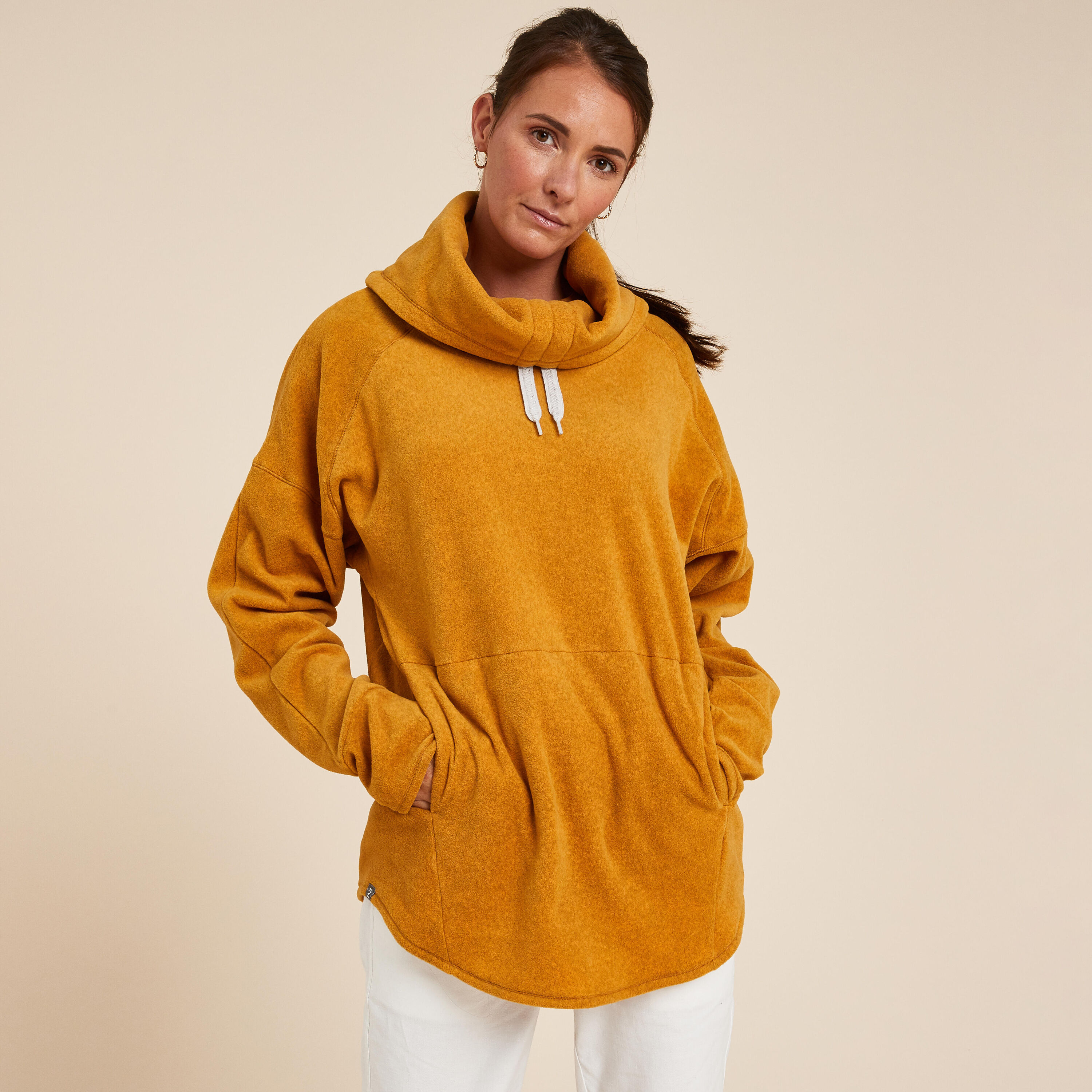 KIMJALY Women's Fleece Relaxation Yoga Sweatshirt - Ochre