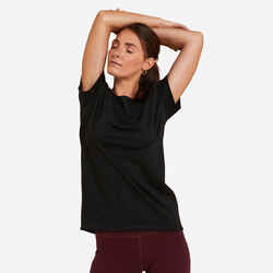 Γυναικείο T-shirt ήπιας yoga φιλικό προς το περιβάλλον - Μαύρο