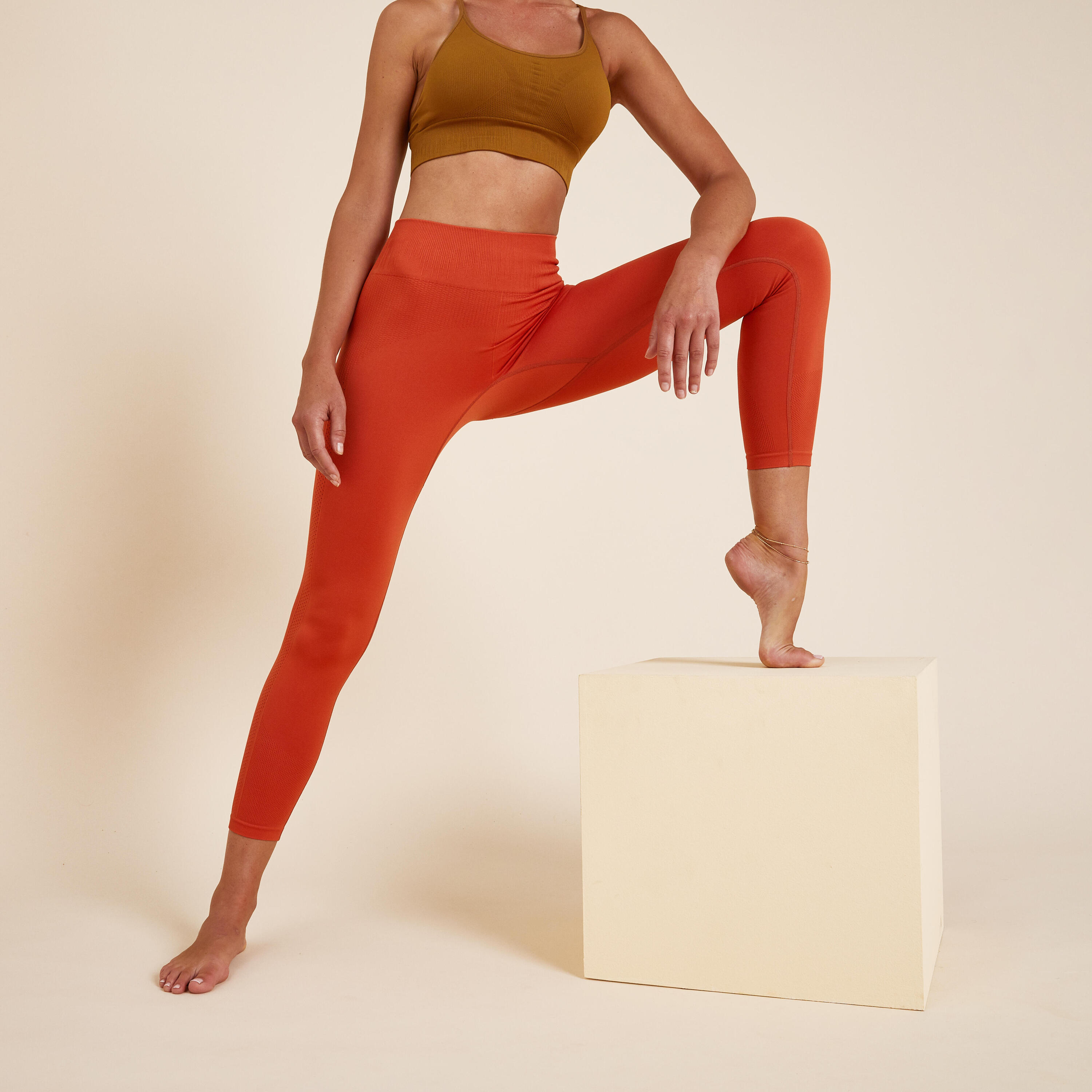 KIMJALY Seamless Short Premium Yoga Leggings - Orange