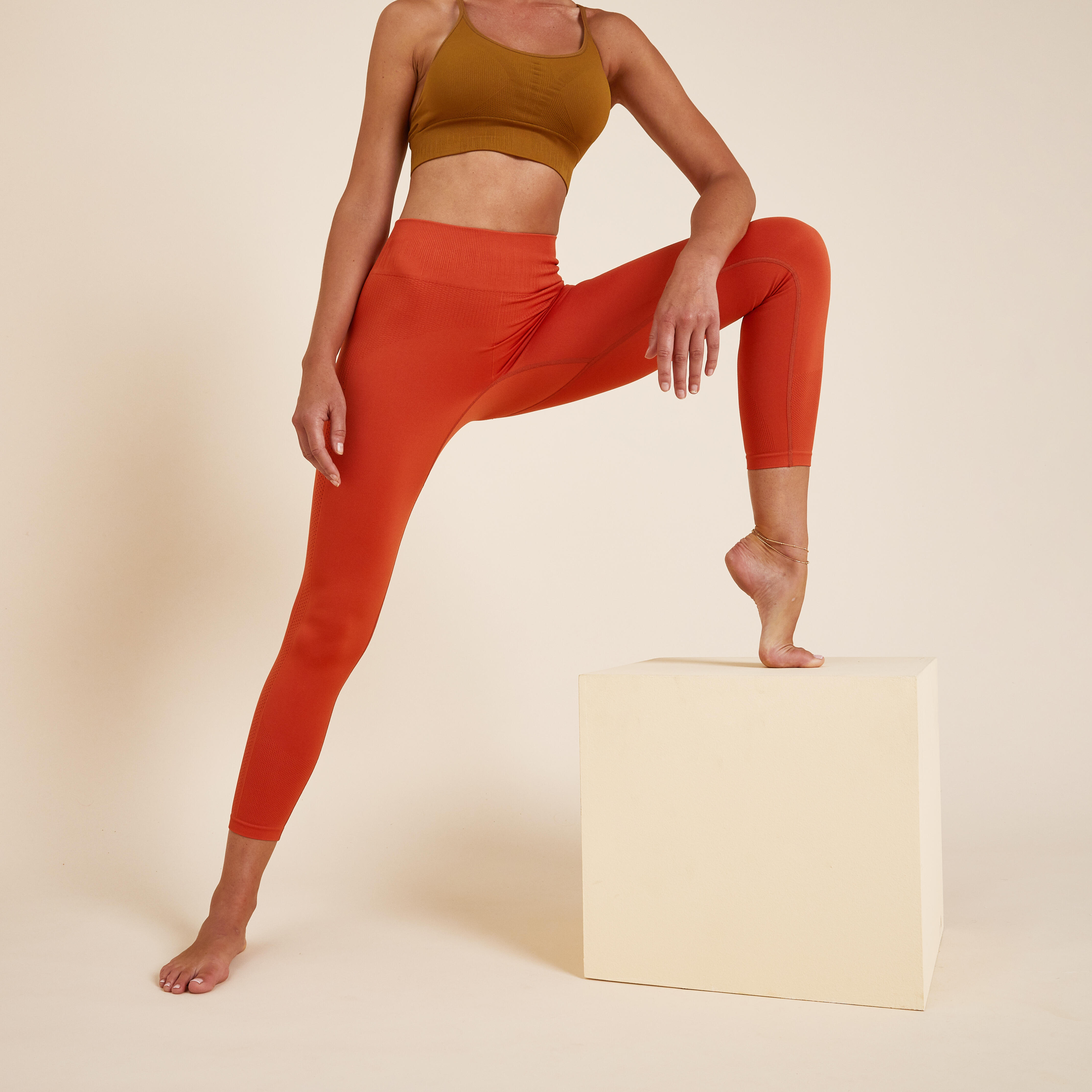 Colanţi 7/8 Yoga PREMIUM fără cusături Portocaliu Damă 7/8