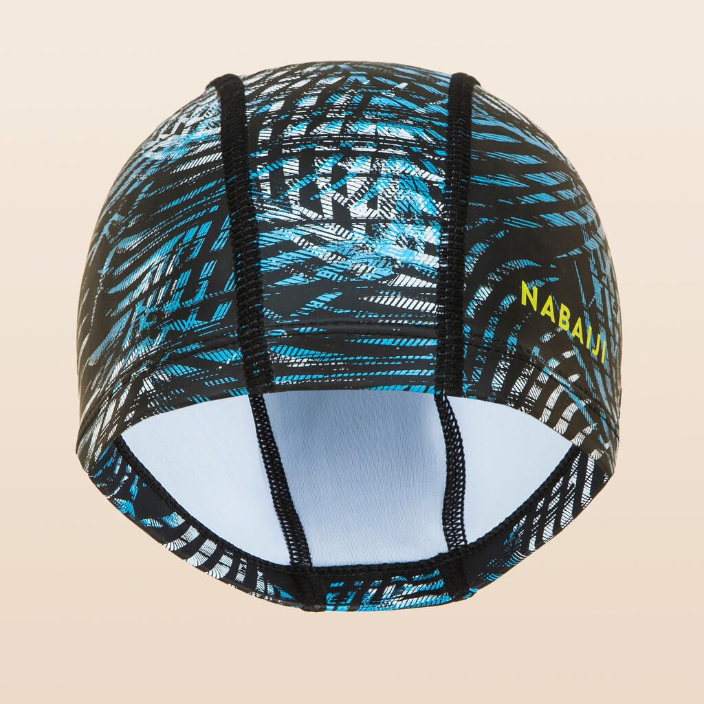 Bonnet de bain maille silicone print palm black