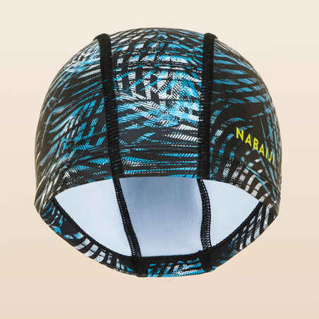 Mesh Silicone Swim Cap - PRINT PALM BLACK