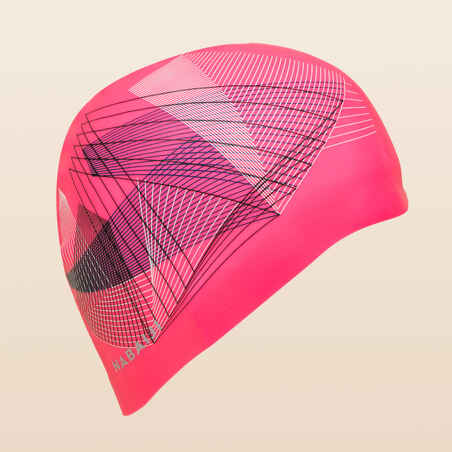Gorro natación silicona rosa para cabello voluminoso
