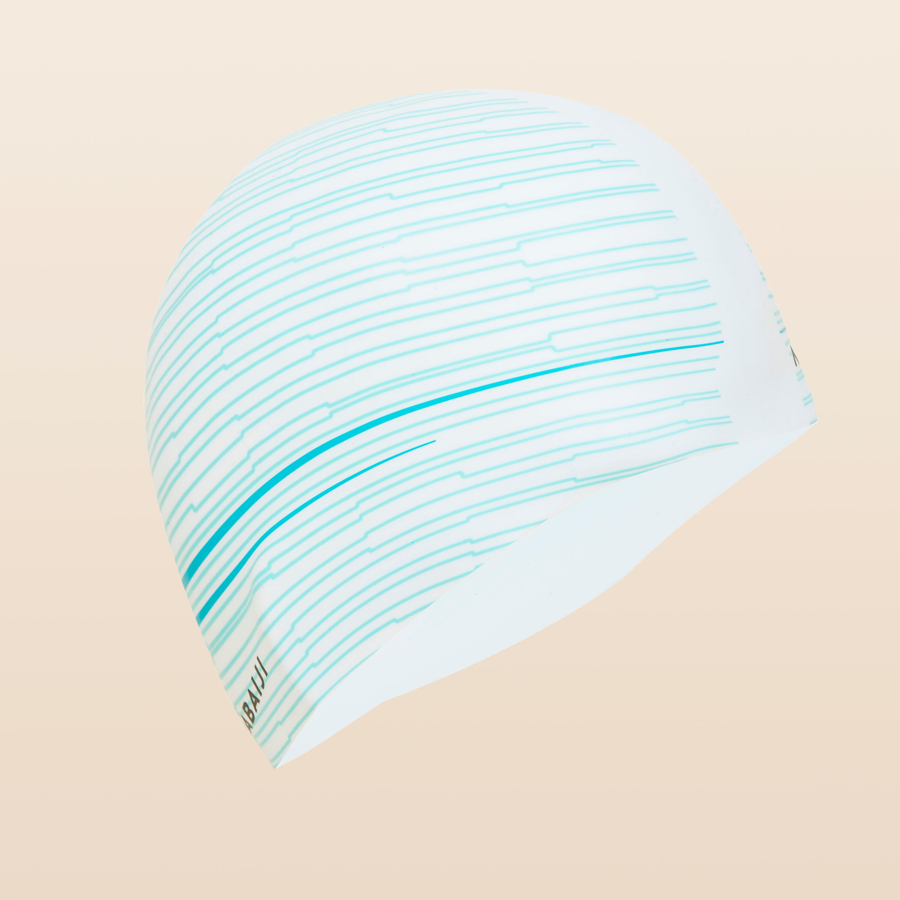  Silicone Swim Cap - VOLUME PRINT CUT WHITE 3/4