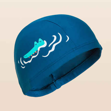 Modra mrežasta plavalna kapa s potiskom (velikost S)