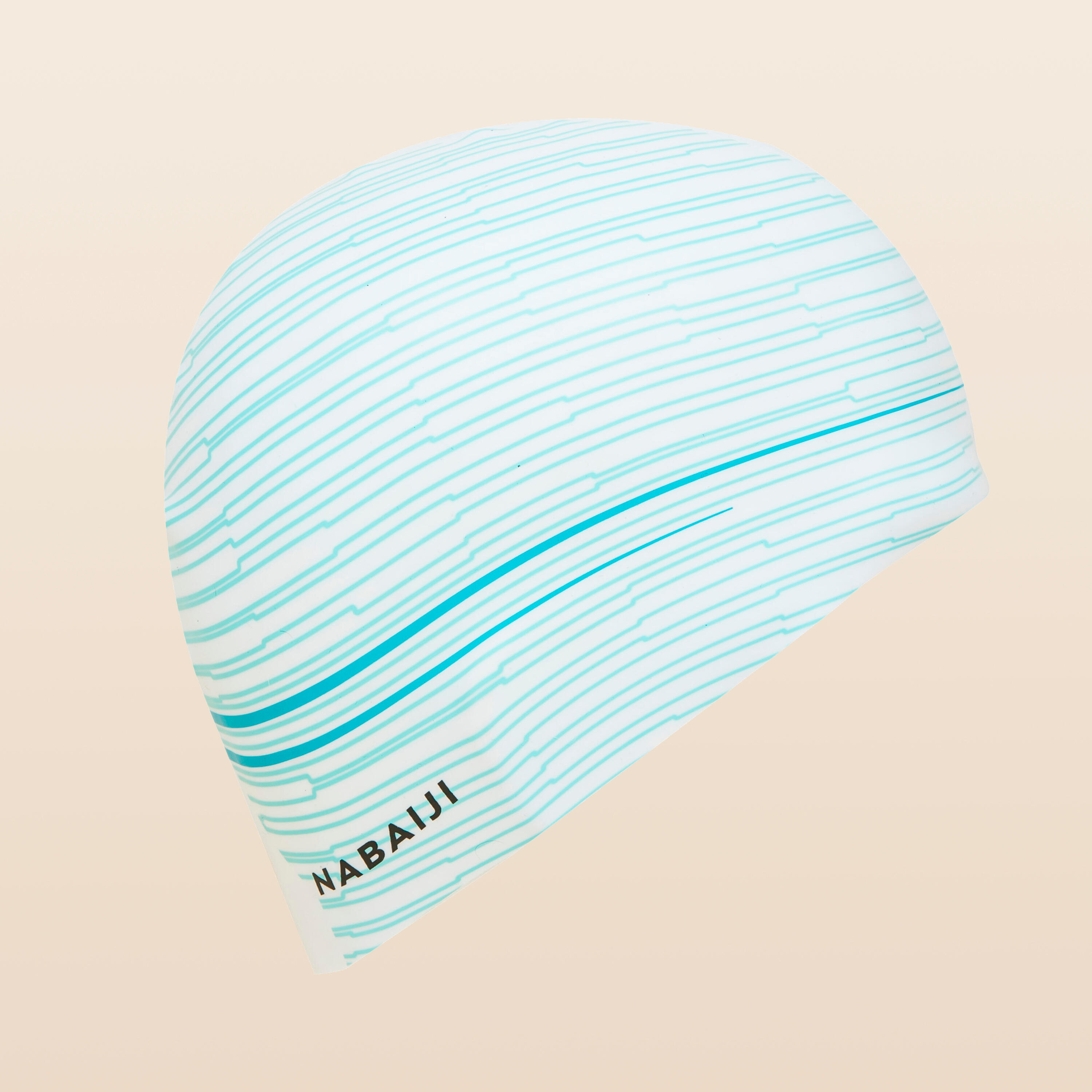  Silicone Swim Cap - VOLUME PRINT CUT WHITE 2/4