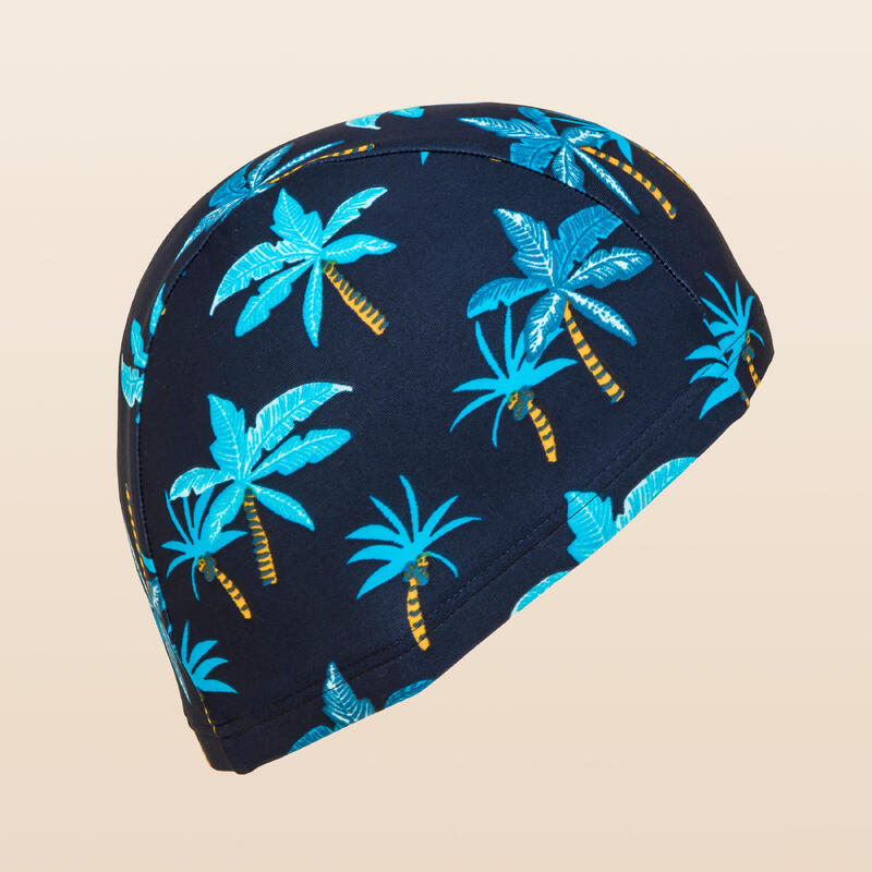 Badekappe Stoff Palm Größe S marineblau 