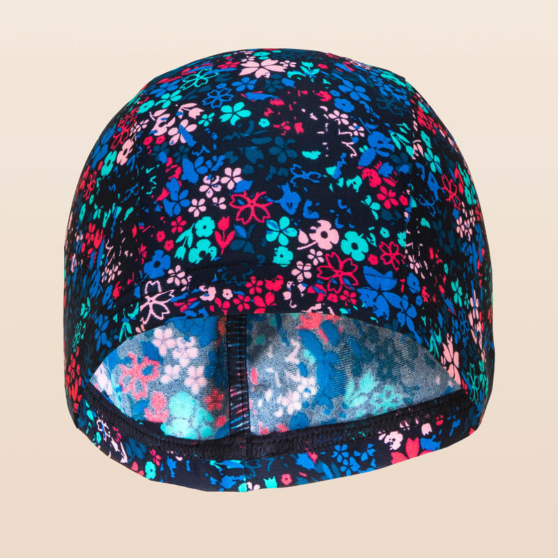 Bonnet de Bain en Maille - Tissu Imprimé - Lib Bleu Turquoise Rose