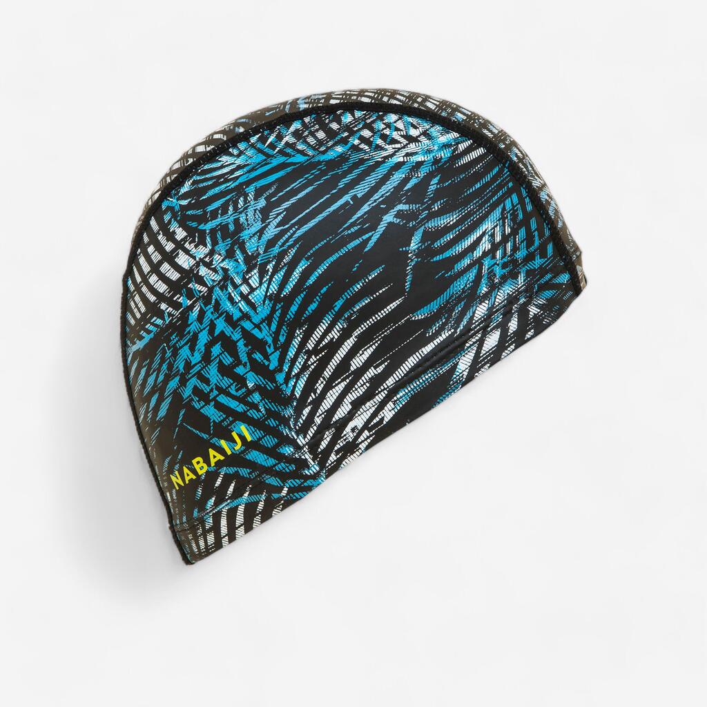 Mesh SILICONE Swim Cap - PRINT PALM BLACK