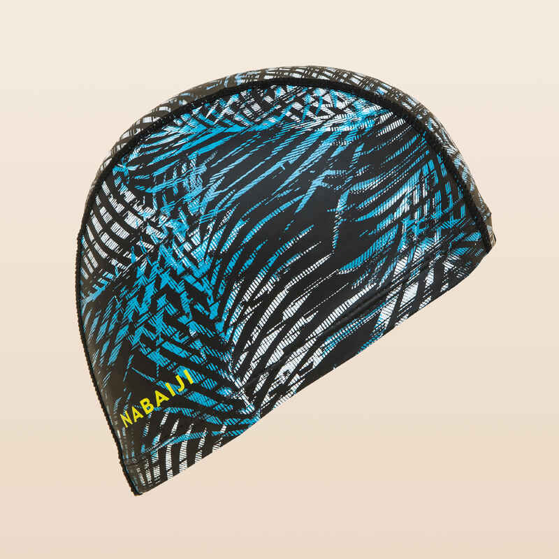 Mesh Silicone Swim Cap - PRINT PALM BLACK