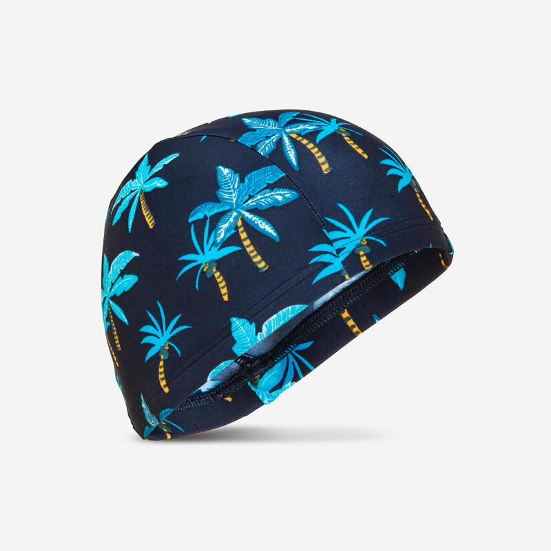 Badekappe Stoff Palm Größe S marineblau 