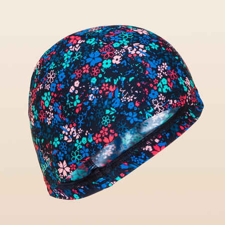 Mrežasta kapa za plivanje od tkanine s uzorkom plavo-tirkizno-ružičasta