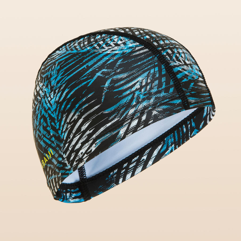 Bonnet de bain maille silicone print palm black