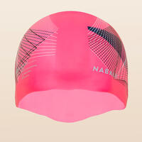 Gorra de Natación Silicón Rosa Estampado Line