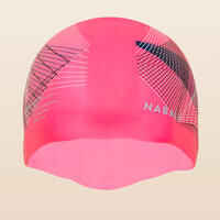 Gorro natación silicona rosa para cabello voluminoso