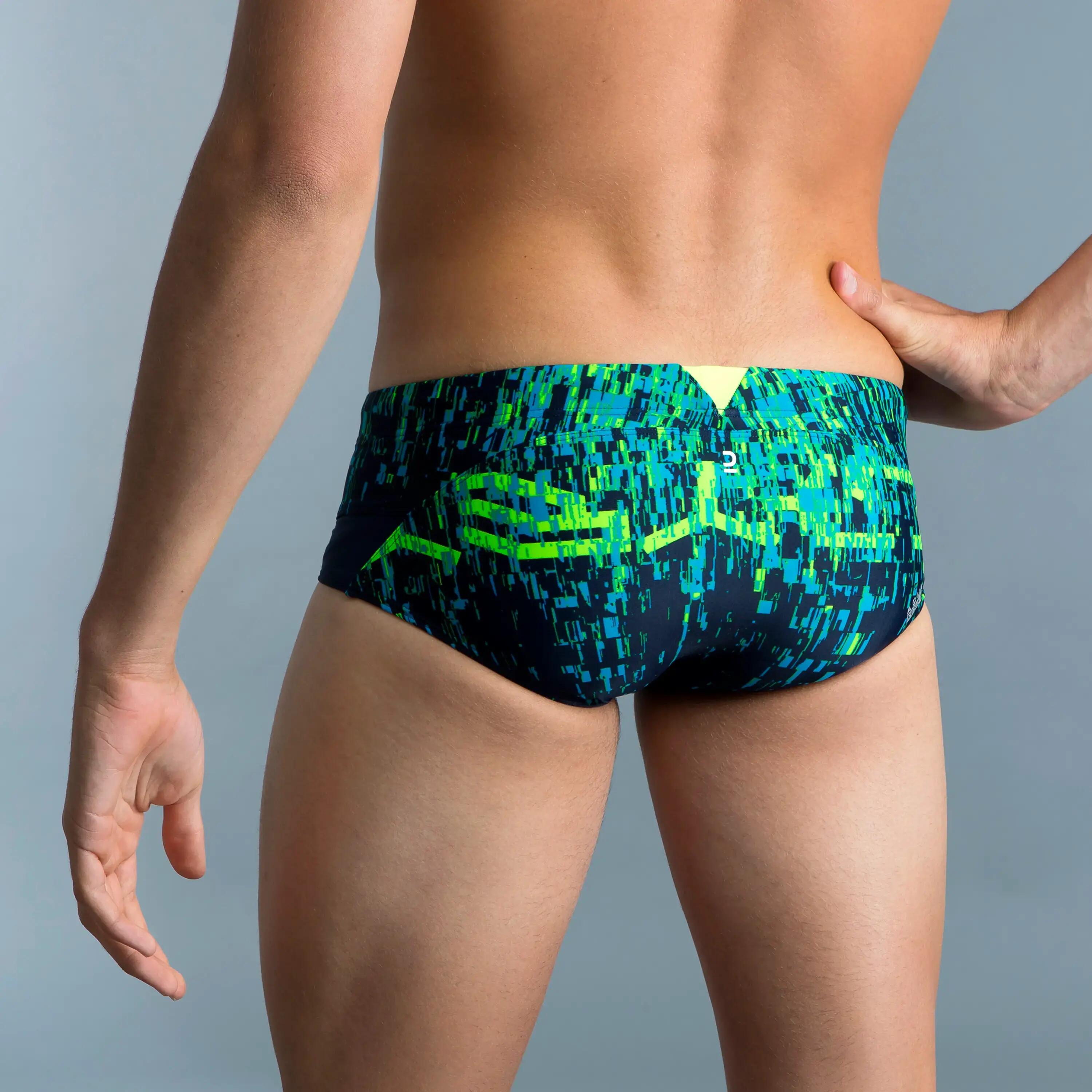 Men’s swimming square-cut briefs 900 fuzz green 4/6