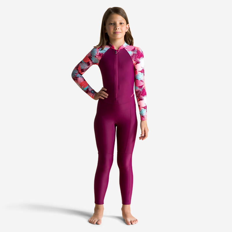UV-Schwimmanzug langarm Kinder UV-Schutz 50+ Combi - violett