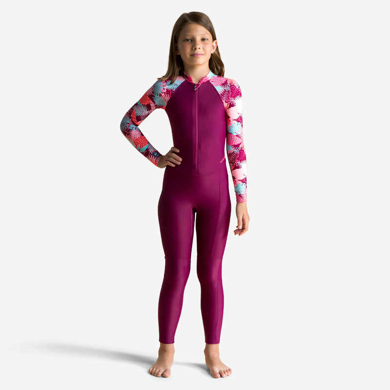 UV-Schwimmanzug langarm Kinder UV-Schutz 50+ Combi - violett Medien 1