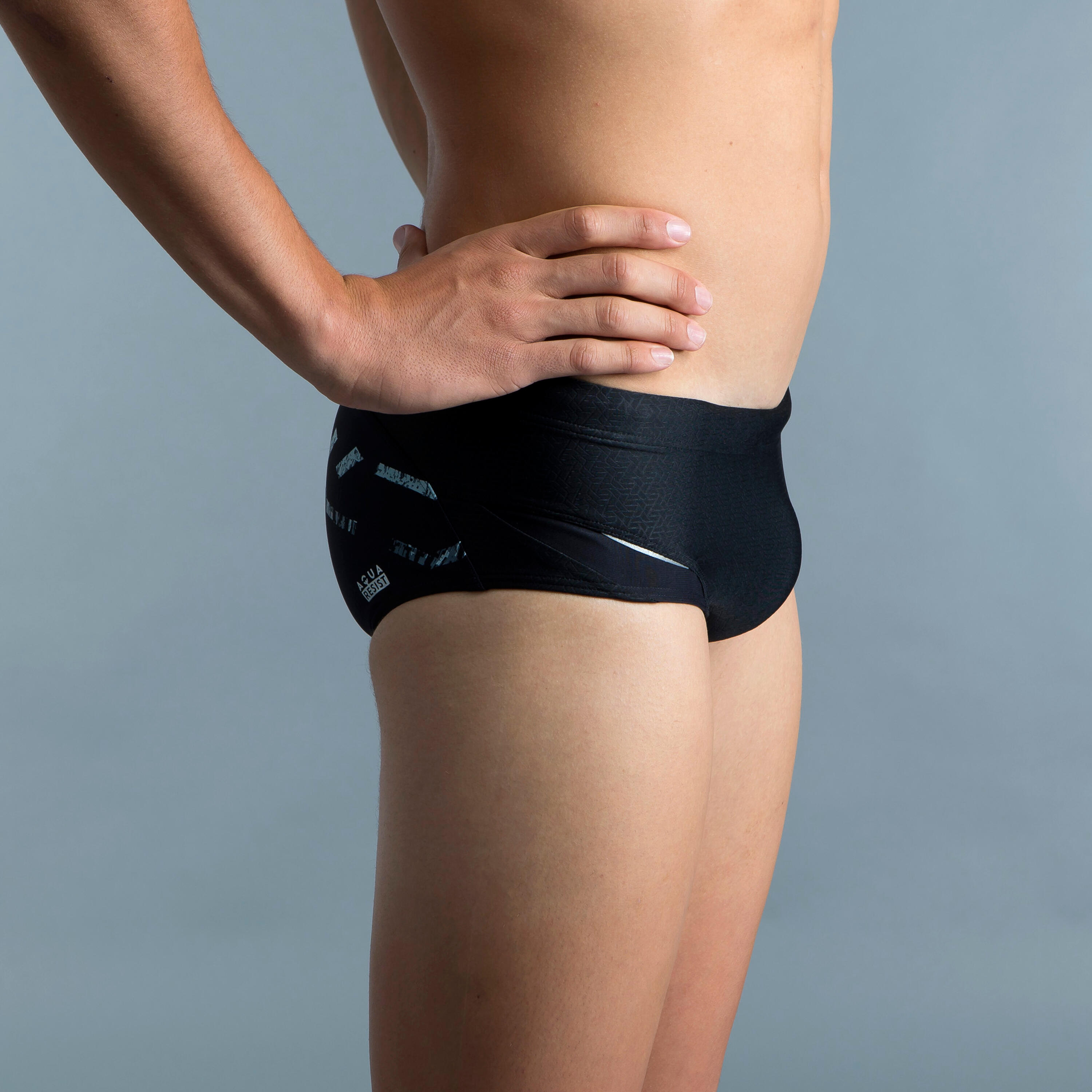 Men’s swimming square-cut briefs 900 xp typ black 3/7